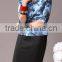 Pretty Steps 2016 fashion knitted fabric type and blouse & top flower printed round collar half sleeve top for ladies