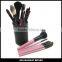 Goat and synthetic hair PINK 19 pcs makeup brush set with cup holder