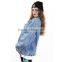 China clothing button down light blue blue oversize women denim jacket