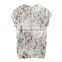 Smart casual clothing korean style short sleeves print blouses pictures down blouse