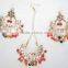 JADAU KUNDAN GOLD PLATED Dangler EARRINGS TIKA SET real look