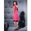 One shoulder chiffon material lady evening dress