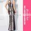 Fashoin Ultra Sexy Elegant Black Silver Sleeveless Nylon Spandex Spaghetti Strap Round Neck Squama Skinny Fashion Dress