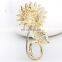 bling crystal gold plated sunflower shape brooch metal pin badge