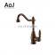 Brass Titanium Gold Brass Pull Down Kitchen Faucet With Retractable Pull Out Wand