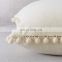 White Square Decorative Throw Pillow Covers Soft Velvet Outdoor Cushion Covers set with Balls