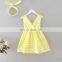 Girls' Dress 2020 Summer Cotton Striped V-Neck Backless Clothes Dress