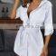 LAITE D2160 summer&autumn plus size women solid color v-neck women shirt dress ladies casual dress