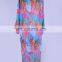 Women Beach Vacation Swimsuit Cover Up Rainbow Colored Feathers Digital Printed Open Front Kimono Semi Sheer Maxi Robe dress