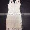2015 High Quality HL Women's Sleeveless Rayon Studded White Bandage Dress Sey Tassel Celebrity Evening Party Prom Bodycon Dress