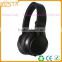In-line control super bass whole black simple headsets with volume remote and mic