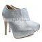 trendy ladies shining color zipper high heel dress shoes