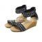 Ladies fancy high fashion heels open toe buckle strap closure  wedges sandals shoes (LAJWG0012)