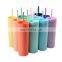 Wholesale 16oz Matte Acrylic, Skinny Tumbler Plastic Colorful Matt Cups With Lid And Straw/