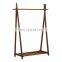 Large Free Standing Foldable Solid Wood Garment Coat Rack Clothes hanging with Bottom Shelf