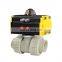 PPH Pneumatic Actuated Ball Valve Single Acting Double Union Socket Two Ways Spring Return