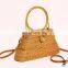 Trendy vintage styled woven rattan top handle bag wholesale