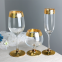 Gold Rimmed Champagne Wine Water Tumbler Drinking Glass Cups For Home And Bar