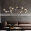 Modern 14'' Brass Hardware Boule Smoke Crystal Chandelier with Warm White Light for Kitchen Dining Bedroom Lighting Solutions