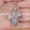 Pressed Flower Multi-Colored Cross Pendant Necklace