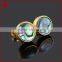 Sparkling blue jewelry abalone shell in gold round circle stud earrings