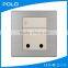 3 pole round socket PC material wall switch Germany US 1 gang switch and 15A socket