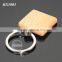 Square Wooden Material Keychain Promotional Custom Or Wholesale Metal Keyring Blank Wood Keyholder