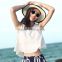 Womens V-Neck Sleeveless Chiffon Beach Crop Top T-Shirt Sun Top OEM ODM Type Clothing Factory Manufacturer From Guangzhou