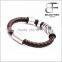 mens brown braided leather bracelet, Leather Wrist Band Wristband Handcrafted logo engraved stainless steel Jewelry