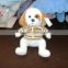promotional cute sitting 4-color plush dogs with knitted T-shirt