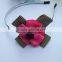 JP8148 New Design Cloth Checked Flower Hair Sticks for Kids 2015