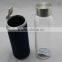 wholesale factory price customer's logo high quality water bottle/ 350ml glass bottle with jacket for tea or coffee