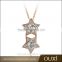 OUXI 2016 wholesale price top quality 18k gold plated double wishing star fashion pendant necklace 11498