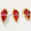 Wholesale Arrowhead Pendants : Red Color Glass Electroplated Arrowhead Pendants