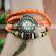 retro bronze case wings pendant genuine leather bracelet women quartz vintage watch