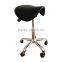 PU Leatherette Black Saddle Salon Stool Beauty Spa Medical Chair Facial Tattoo RUBBER WHEEL