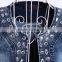 Womens Demin Diamond Sequined Punk Jeans Long Sleeve Jacket