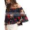 Women's Casual Floral Off Shoulder Chiffon Blouse Top