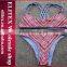 2017 Newest reversible red stripes sexy print young girl swimsuit models CK360