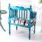 Antique Handmade Solid Wood Square Back Carving Armchair Painted in Vintage Blue and with Striped Fabric BF12-03294b