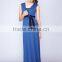 korean maternity fashion Royal Blue Nursing Ruffle Hem Maxi Dress pregnancy dress