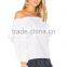 Wholesale Women Apparel Ruffled White Simple Cotton Top(DQE0403T)