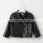 Wholesale solid long sleeve leather jackets for baby kids girl