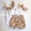 Wholesale Baby Clothes White Sleeveless Floral Falbala Top And Floral Shorts Casual Comfortable Toddler Outfit