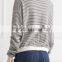 High Quality Woman Wearing Cashmere Thin Striped Turtleneck Sweater