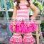 high quality summer tutu sweet baby applique lace ruffle dress for girls