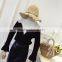 B22667A Korea women loose Stitching slim horn sleeve knit shirt