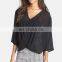 CHEFON Three Quarter Dolman Sleeve Surplice Front Ladies Chiffon Blouses Elegant Design