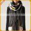 2015 new style knit scarf with rex rabbit fur trim