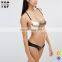 Fashion clothing 2017 new design sexy non-padded gold metallic bikini swimwear for women